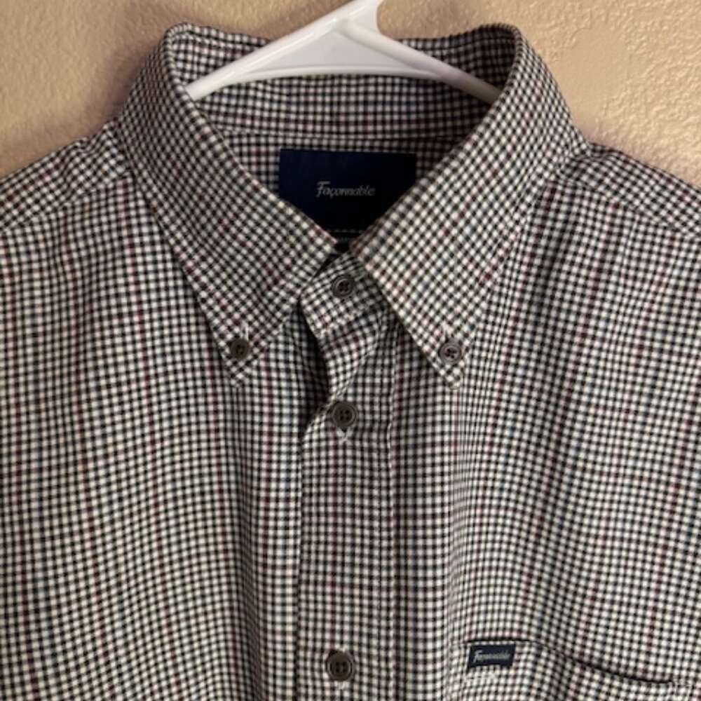 Faconnable Mens Classique Sz Large Shirt EUC Small Plaid pattern 1083